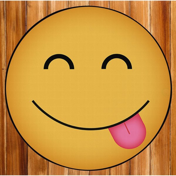 Deerlux Emoji Style Round Funny Smiley Face Kids Area Rug, Hungry Emoji Rug, 36 x 36 QI003870.S